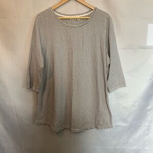 L.L. Bean Three Quarter Sleeve Fine Stripe Tunic Top